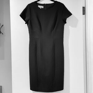 Talbots italian luxe knit black short sleeve sheath dress 2 Petite 2P small